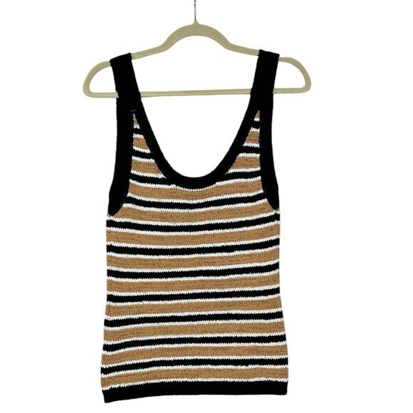 Joie Bec Tan and Black Striped Sweater Tank Top | Size L - Picture 5 of 8